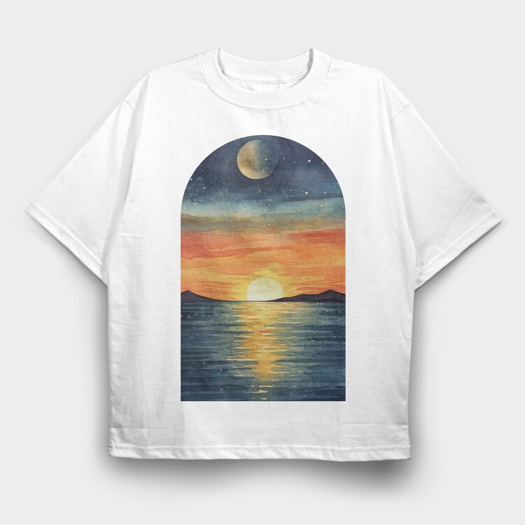 Sunset Ocean Light, Tricou Oversize Barbati (Unisex)