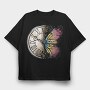 Butterfly And Vintage Clock, Tricou Oversize Barbati (Unisex)