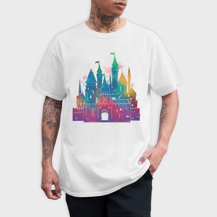 Colorful Gradient Castle Watercolor, Tricou Barbati (Unisex)