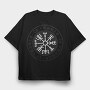 Vegvisir Compass To Valhalla, Tricou Oversize Barbati (Unisex)