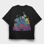 Colorful Gradient Castle Watercolor, Tricou Oversize Barbati (Unisex)