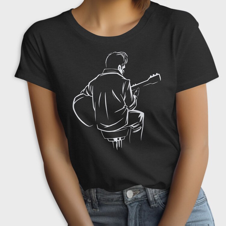 Man Playing Guitar Music Instrument Guitaris, Tricou Femei