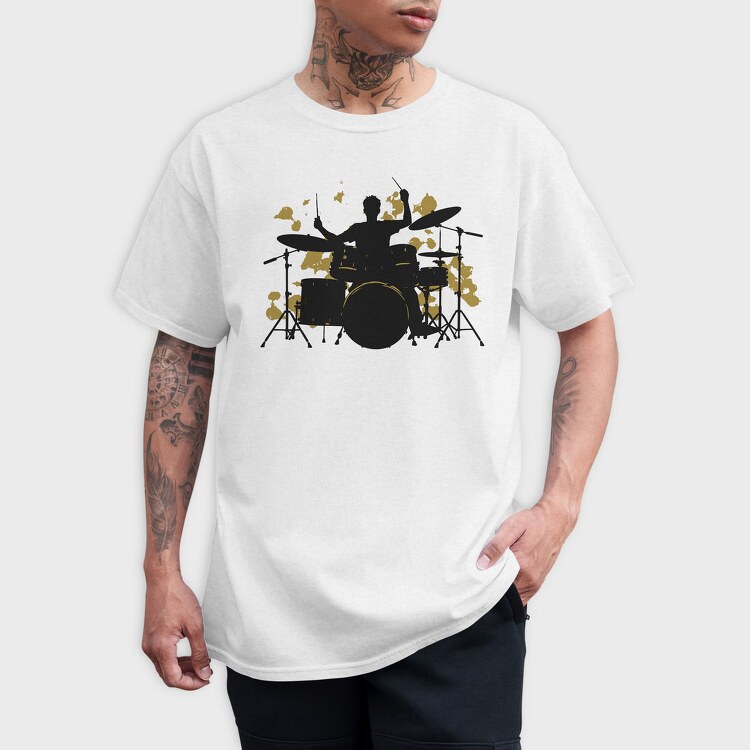 Vibrant Drummer Silhouette, Tricou Barbati (Unisex)