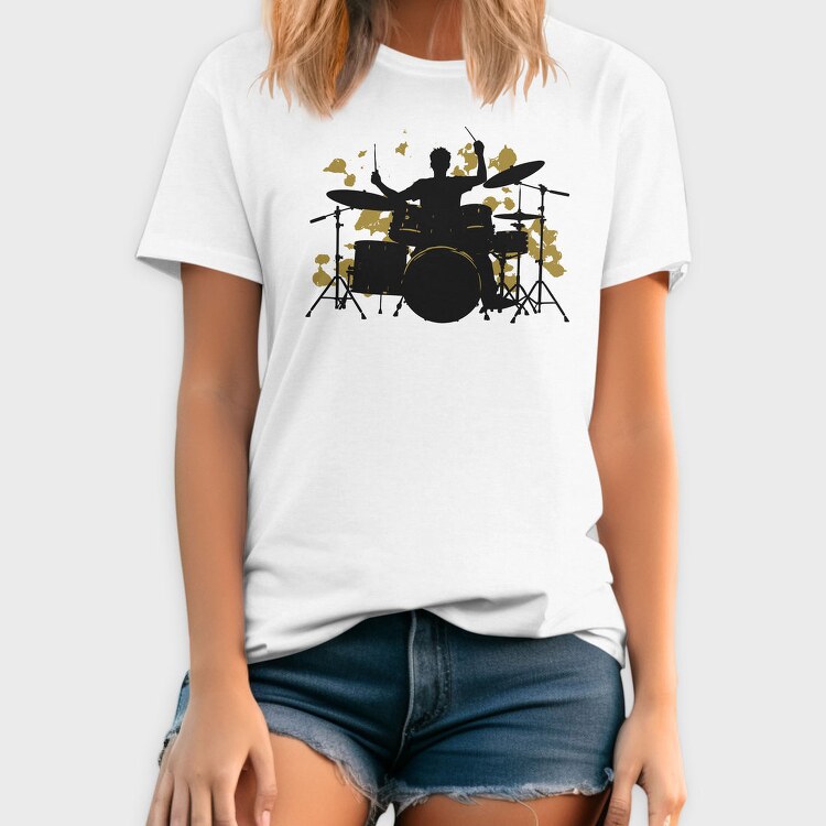 Vibrant Drummer Silhouette, Tricou Barbati (Unisex)