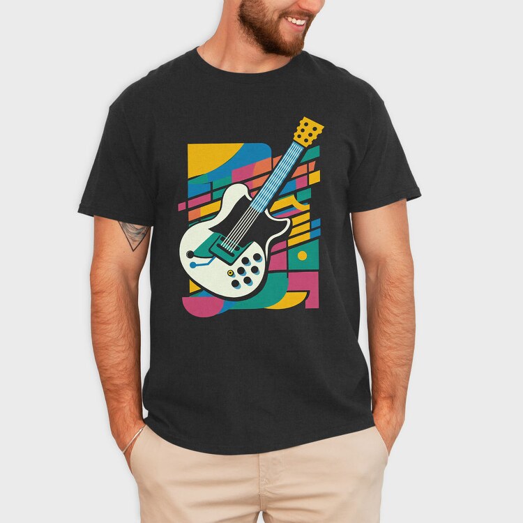 Vibrant Electric Guitar Colorful, Tricou Barbati (Unisex)