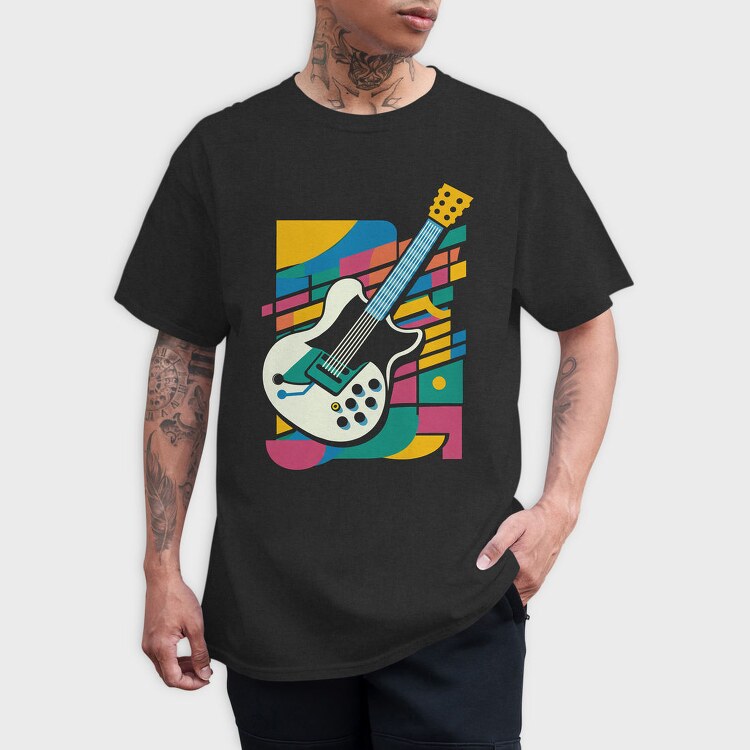 Vibrant Electric Guitar Colorful, Tricou Barbati (Unisex)