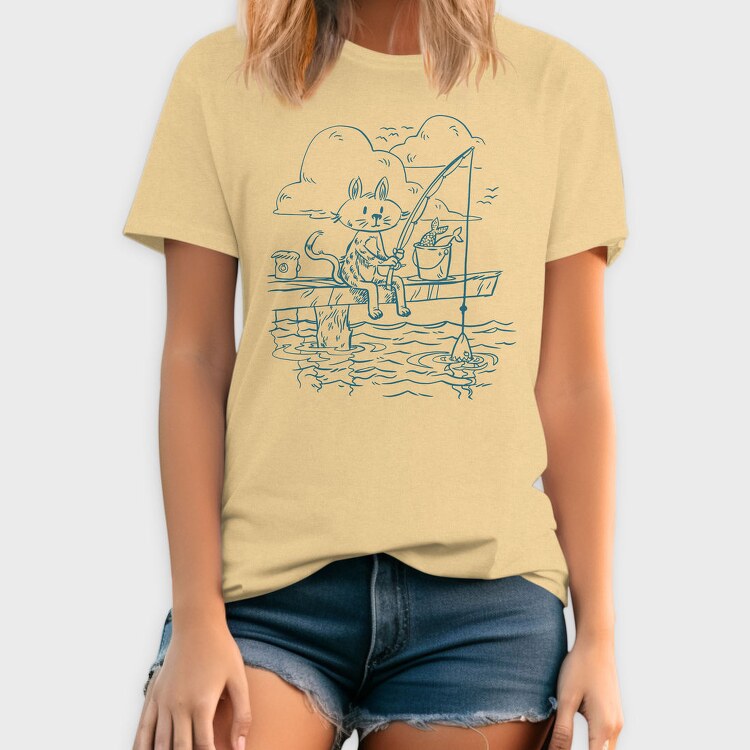 Fishing Cat Doodle, Tricou Barbati (Unisex)