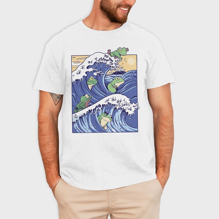 Kanagawa Wave Frogs Japanese, Tricou Barbati (Unisex)