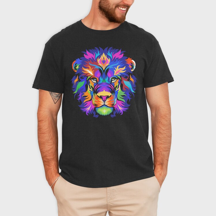 Colorful Lion Head, Tricou Barbati (Unisex)