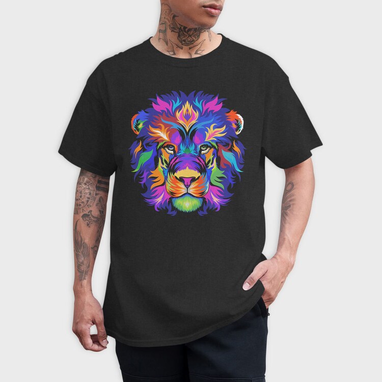 Colorful Lion Head, Tricou Barbati (Unisex)