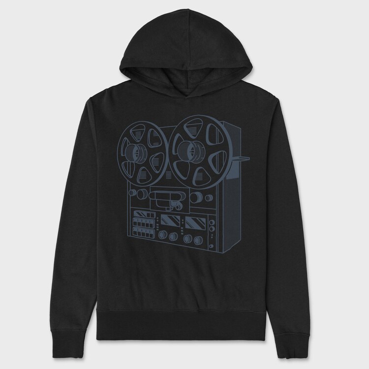Vintage Audio Illustration 2, Hanorac Oversize Barbati (Unisex)