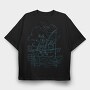Fishing Cat Doodle, Tricou Oversize Barbati (Unisex)