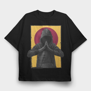 Man Praying In A Hood Realistic, Tricou Oversize Barbati (Unisex)
