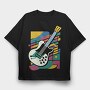 Vibrant Electric Guitar Colorful, Tricou Oversize Barbati (Unisex)