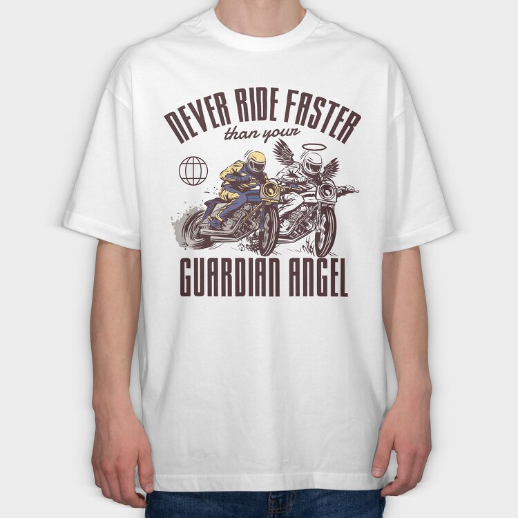 Angel Biker Ride Faster, Tricou Oversize Barbati (Unisex)