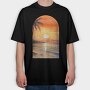 Sunset Beach Vintage, Tricou Oversize Barbati (Unisex)