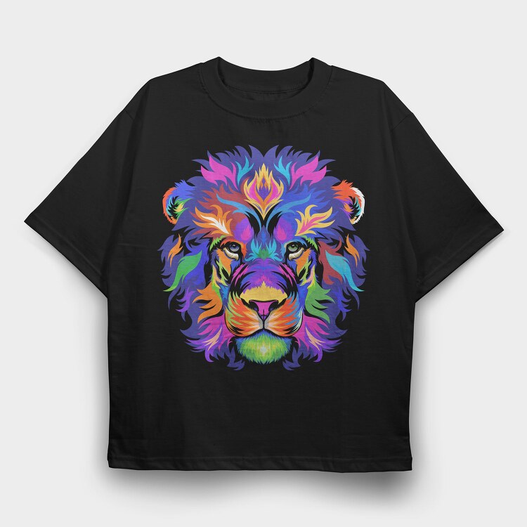 Colorful Lion Head, Tricou Oversize Barbati (Unisex)