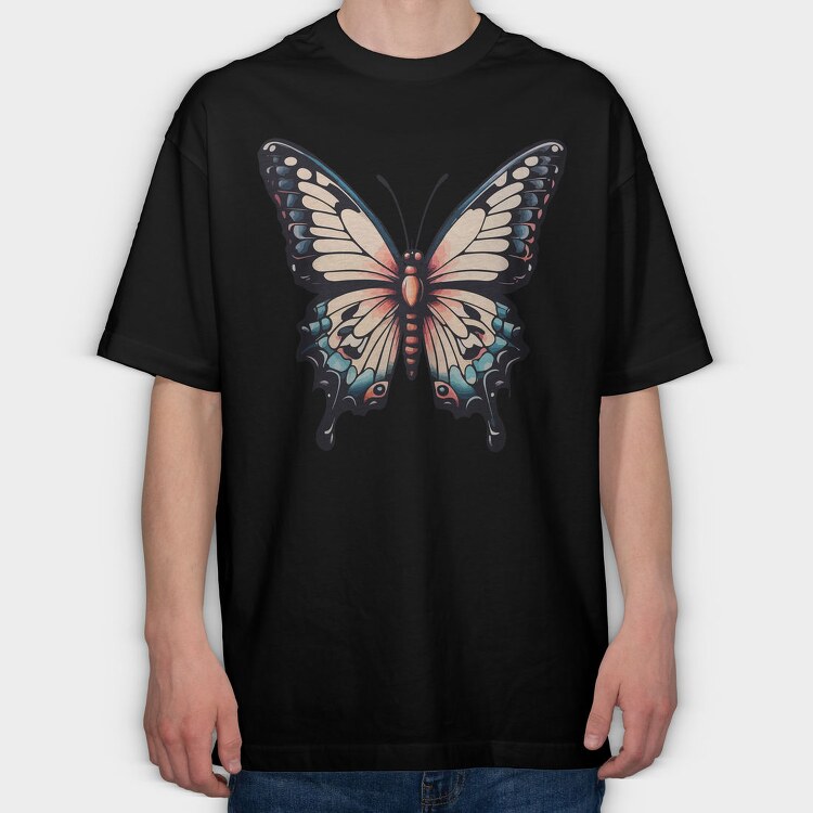 Vibrant Traditional Butterfly, Tricou Oversize Barbati (Unisex)