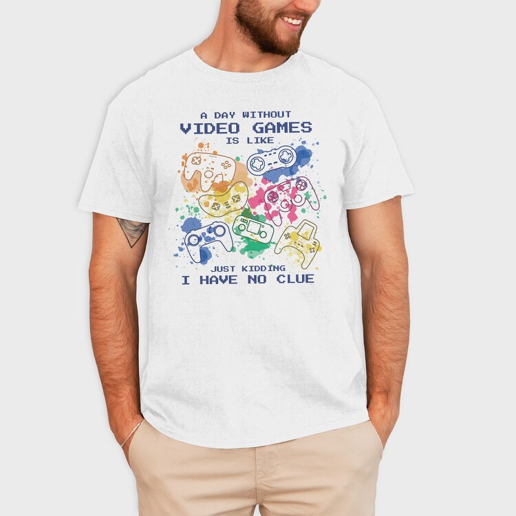 Video Games Quote Watercolor, Tricou Barbati (Unisex)