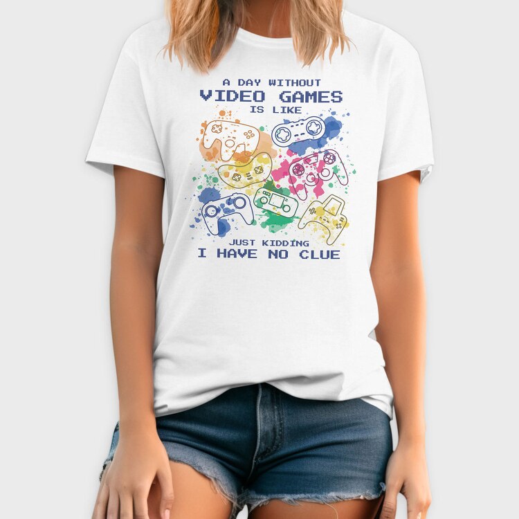Video Games Quote Watercolor, Tricou Barbati (Unisex)