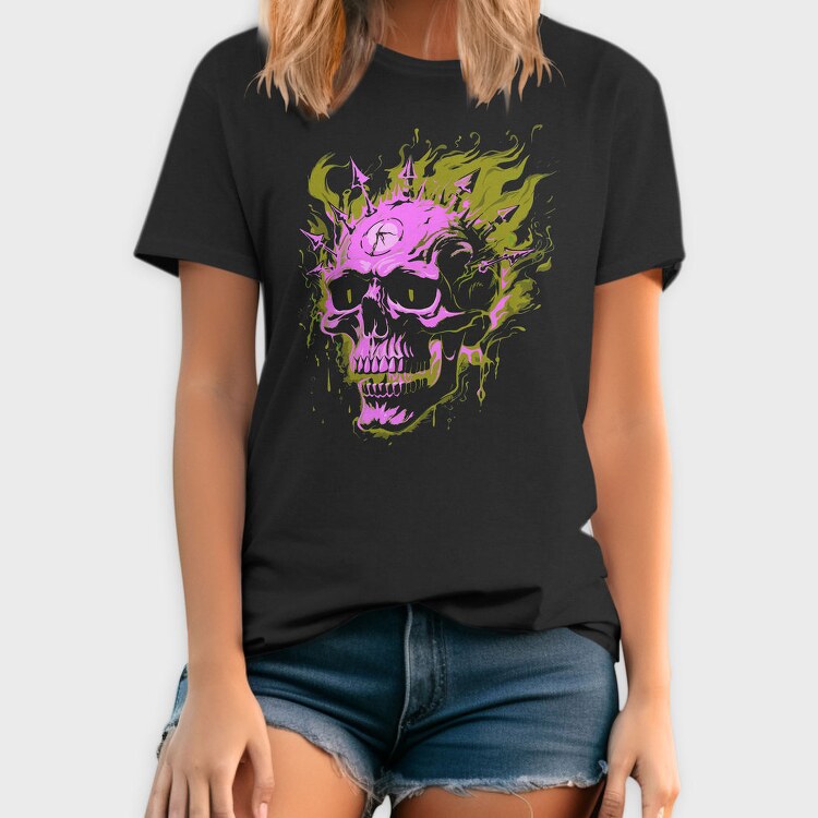 Flaming Punk Skull, Tricou Barbati (Unisex)