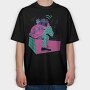 Man With Boombox Retro 80S Character, Tricou Oversize Barbati (Unisex)