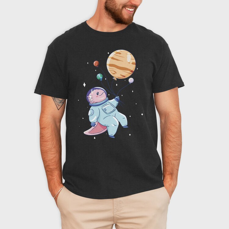 Axolotl Astronaut In Space, Tricou Barbati (Unisex)