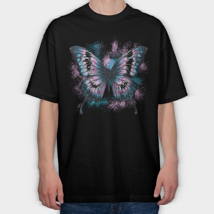 Butterfly Trans Flag, Tricou Oversize Barbati (Unisex)