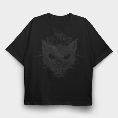 Mandala Cat Tattoo, Tricou Oversize Barbati (Unisex)