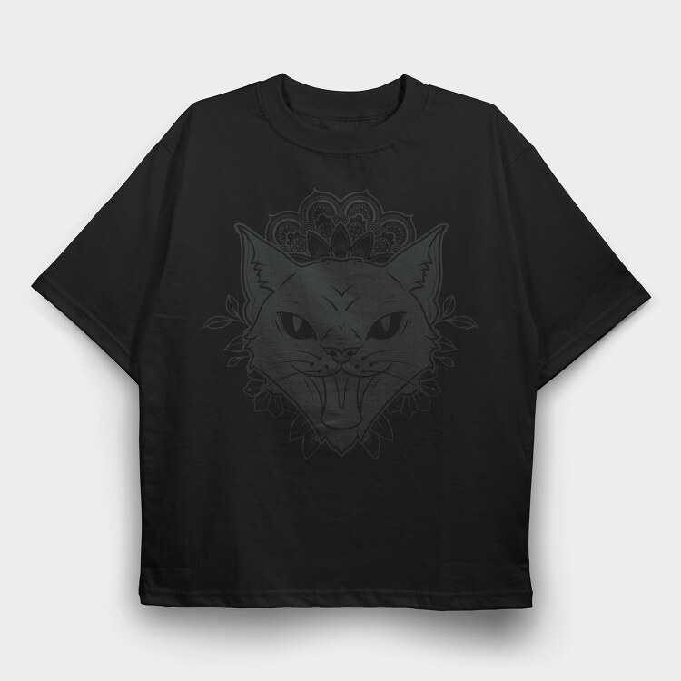Mandala Cat Tattoo, Tricou Oversize Barbati (Unisex)