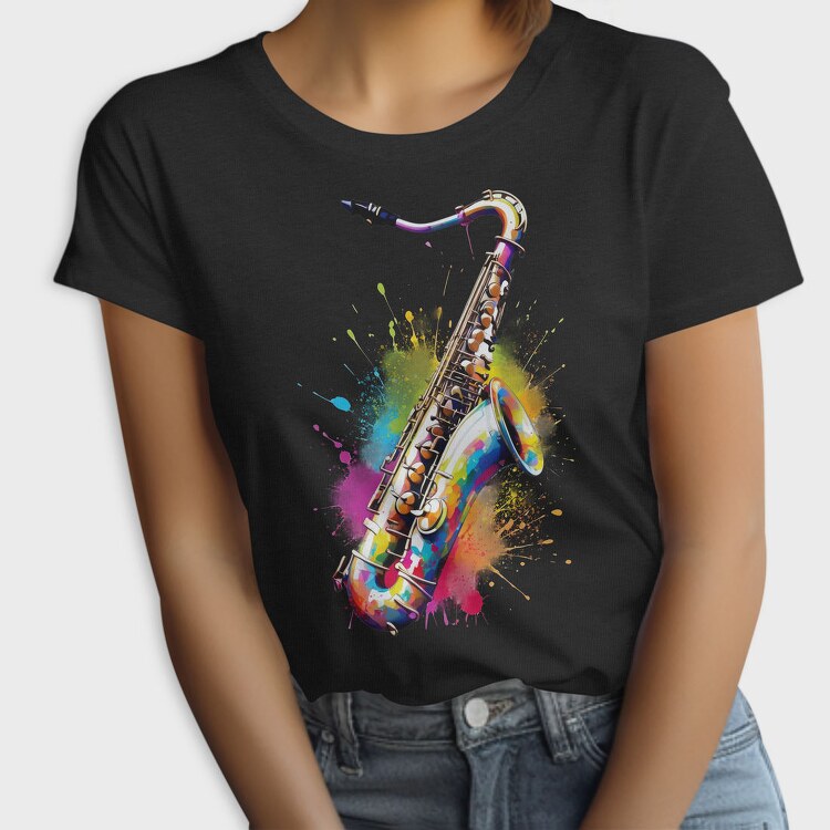Colorful Saxophone With Splashes, Tricou Femei