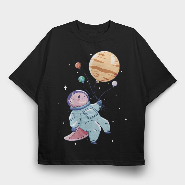 Axolotl Astronaut In Space, Tricou Oversize Barbati (Unisex)