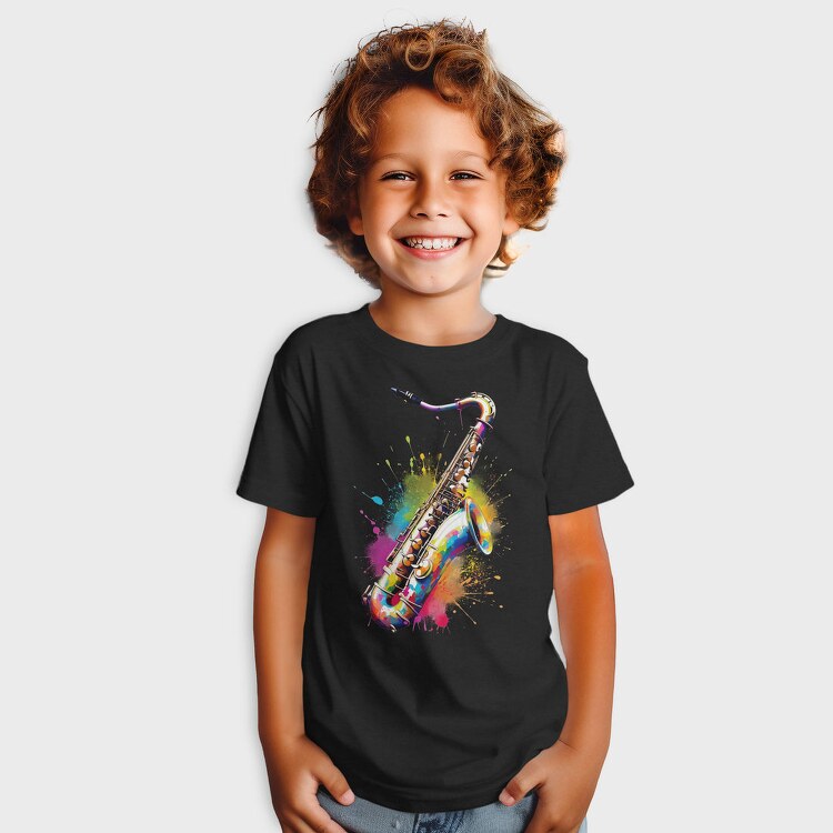 Colorful Saxophone With Splashes, Tricou Copii