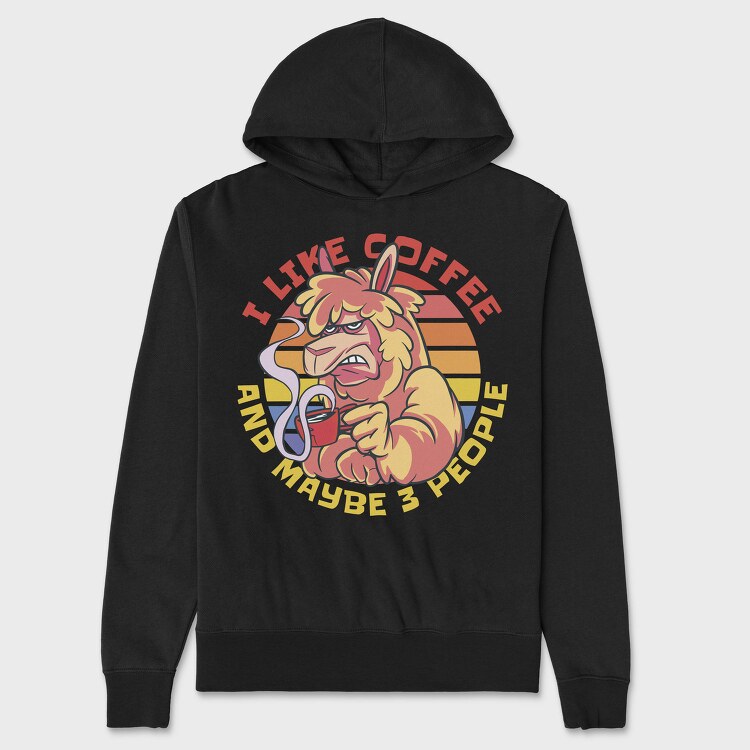 Angry Alpaca Drink Coffee Grumpy, Hanorac Oversize Barbati (Unisex)