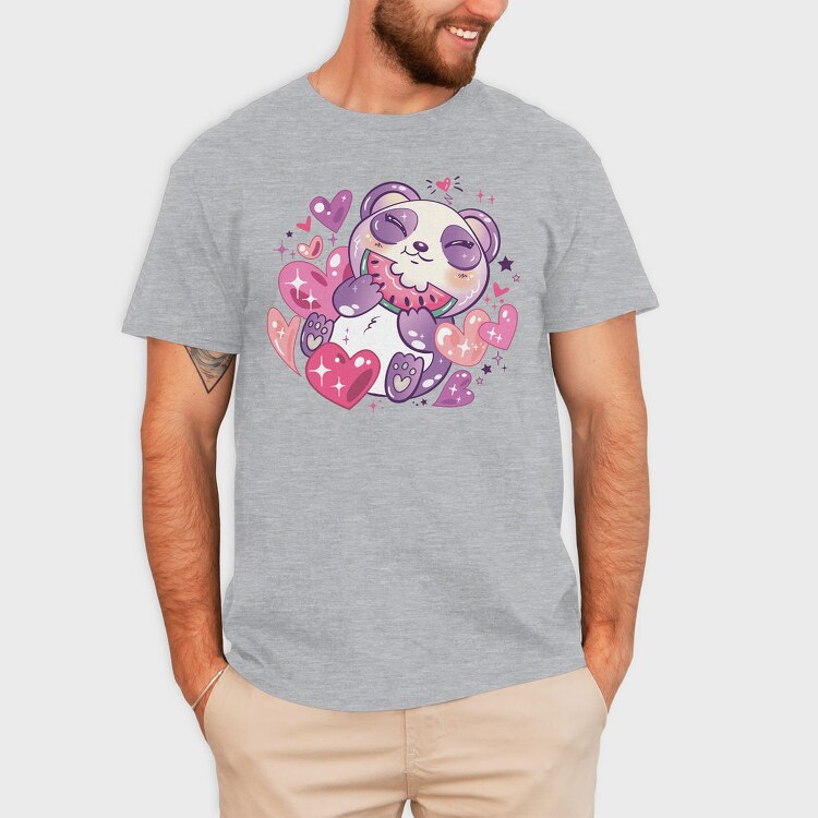 Kawaii Anime Animals Panda, Tricou Barbati (Unisex)