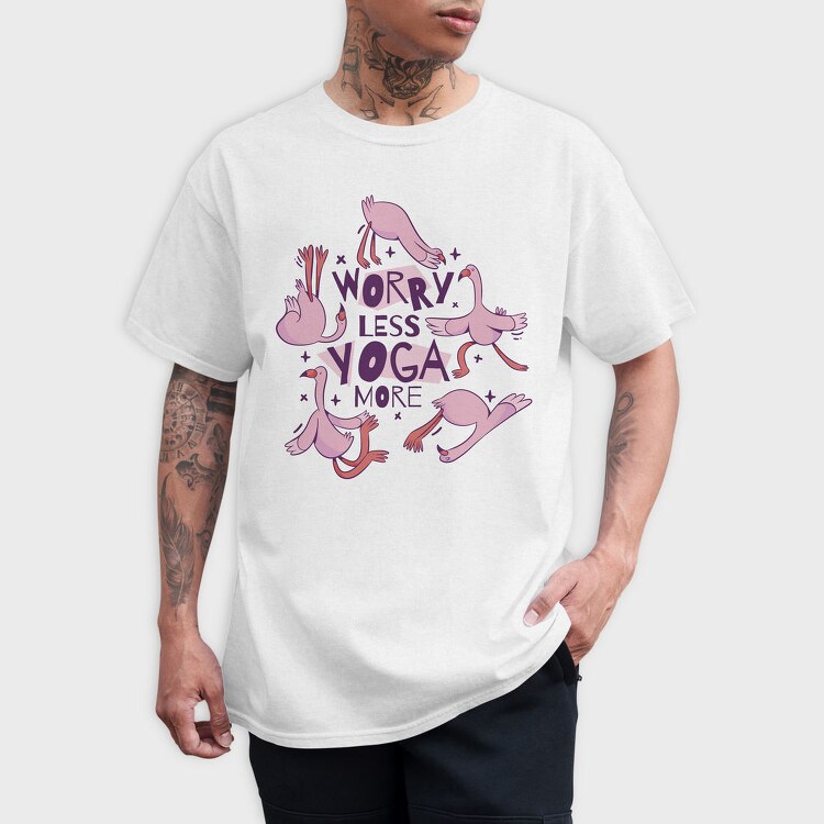 Flamingo Doing Yoga Worry, Tricou Barbati (Unisex)