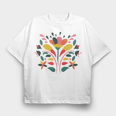 Colorful Flower Floral 03, Tricou Oversize Barbati (Unisex)