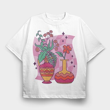 Colorful Flower Vases, Tricou Oversize Barbati (Unisex)