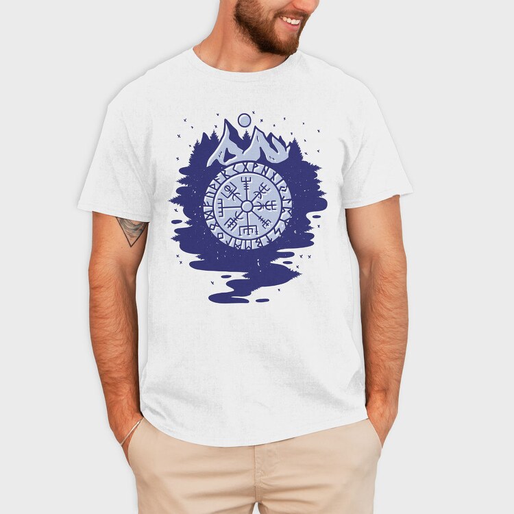 Viking Compass Symbol Mountain, Tricou Barbati (Unisex)