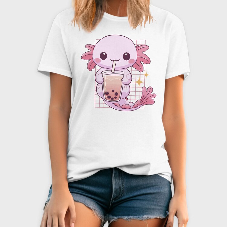Kawaii Axolotl Mermaid Boba Tea Tote, Tricou Barbati (Unisex)