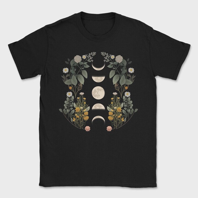 Moon Phases Dark Flowers, Tricou Barbati (Unisex)
