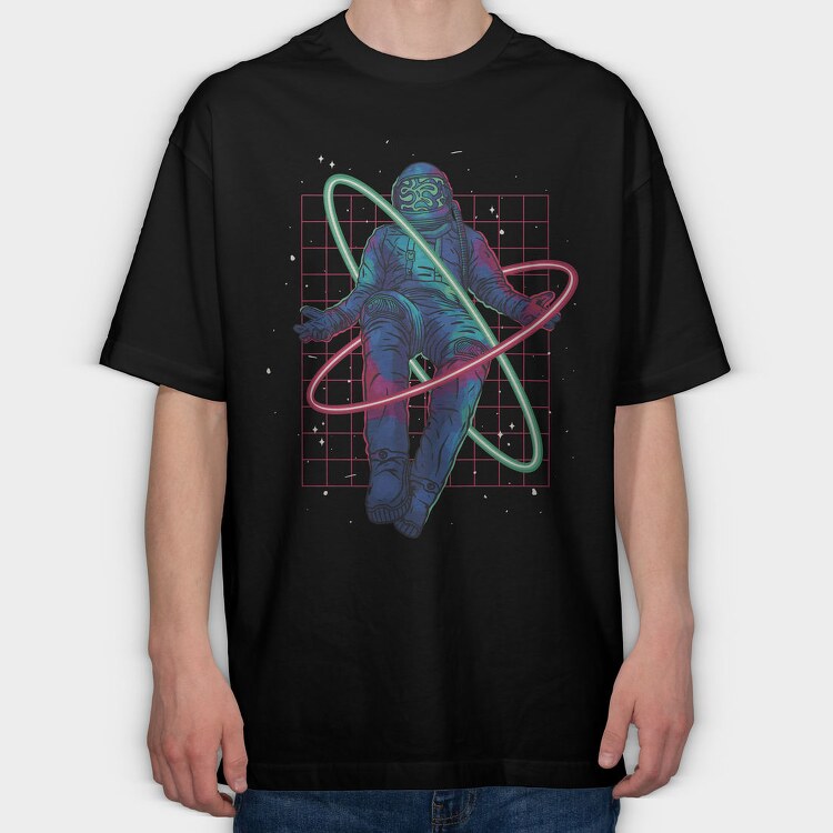 Floating Astronaut Neon Psicodelic, Tricou Oversize Barbati (Unisex)