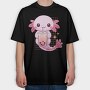 Kawaii Axolotl Mermaid Boba Tea Tote, Tricou Oversize Barbati (Unisex)