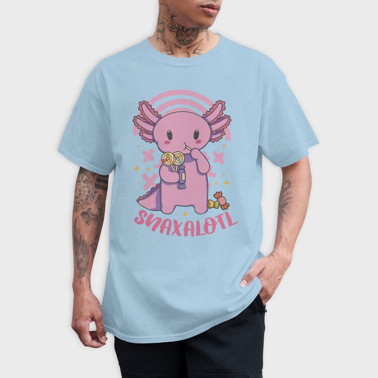 Axolotl Eating Candy Snaxalotl, Tricou Barbati (Unisex)