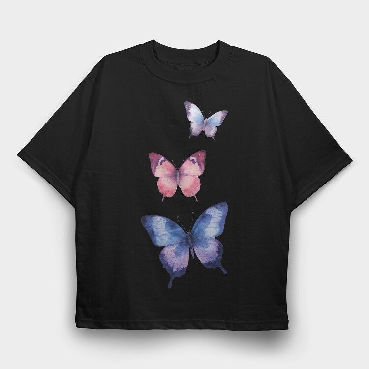Colorful Watercolor Butterflies, Tricou Oversize Barbati (Unisex)