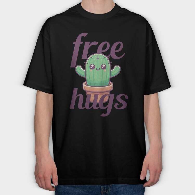 Cactus Free Hugs, Tricou Oversize Barbati (Unisex)