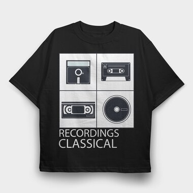 Vintage Audio Cassette Classical, Tricou Oversize Barbati (Unisex)