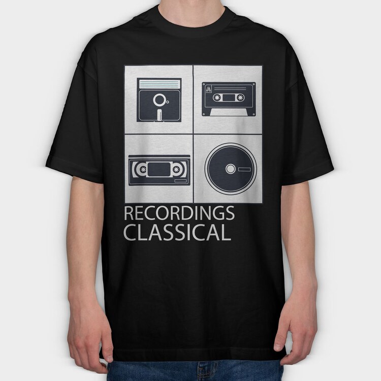 Vintage Audio Cassette Classical, Tricou Oversize Barbati (Unisex)