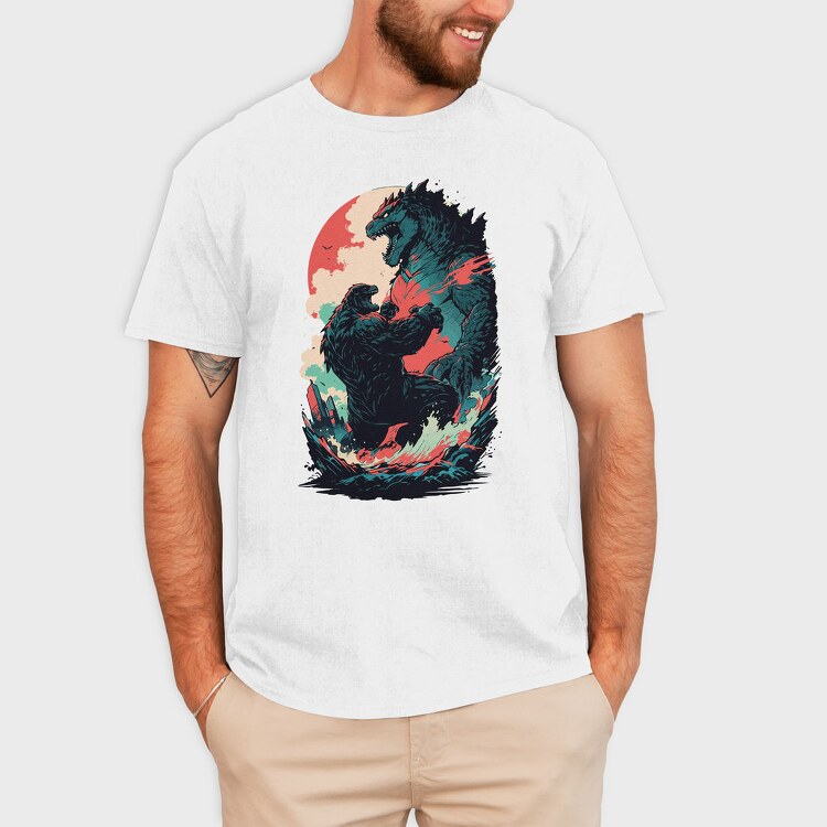 Comic Monsters Fighting Godzilla, Tricou Barbati (Unisex)