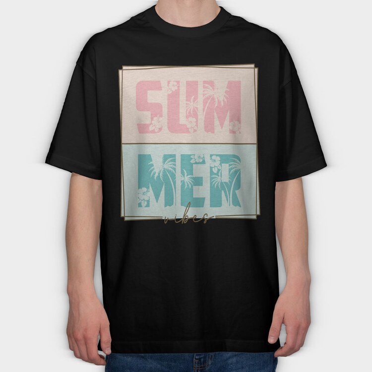 Summer Vibes Palm Tree, Tricou Oversize Barbati (Unisex)